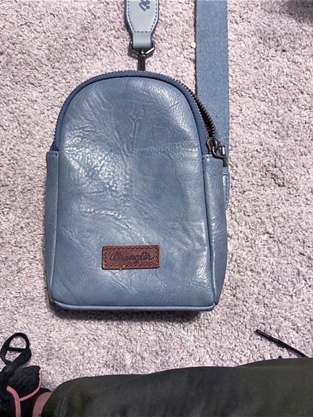 Wrangler Leather-Look Crossbody Bag in Blue
